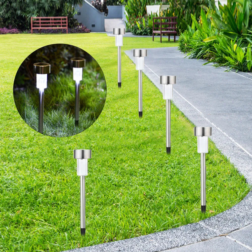 Stainless steel garden LED light with pastoral design standing 29.5cm tall