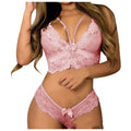 Plus size two-piece lace lingerie set with floral bralette and underwear, sizes S to 5XL