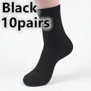 Men's bamboo fibre business socks in five neutral colours showing small square pattern