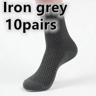 Men's bamboo fibre business socks in five neutral colours showing small square pattern