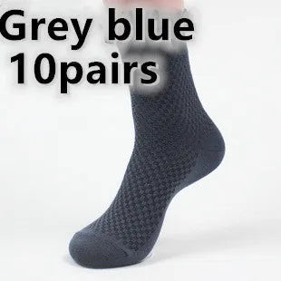Men's bamboo fibre business socks in five neutral colours showing small square pattern