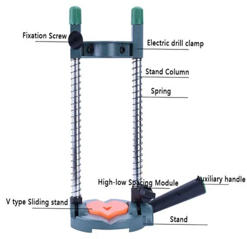 Black electric drill bracket with wide range of motion for safe and practical drilling tasks