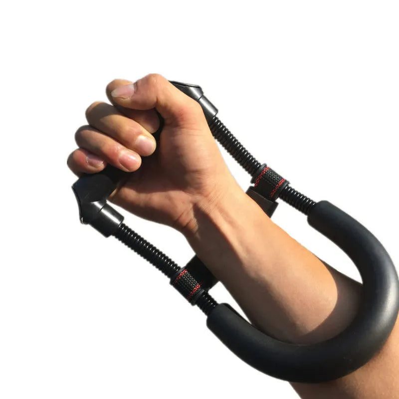Spring steel hand gripper wrist strength device with 45LB resistance in black finish