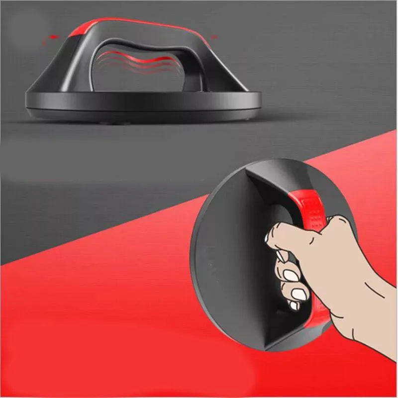 ABS plastic push-up stand with EVA foam grip on a gym floor