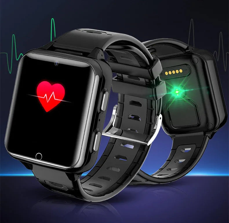 Children's smart watch with a black silicone strap and a 1.54-inch screen displaying a digital interface.