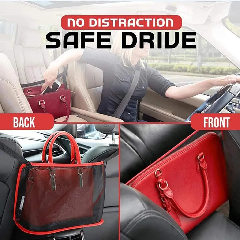 Car storage net pocket bag Oxford cloth and mesh 40x12x26cm for front seat back organisation