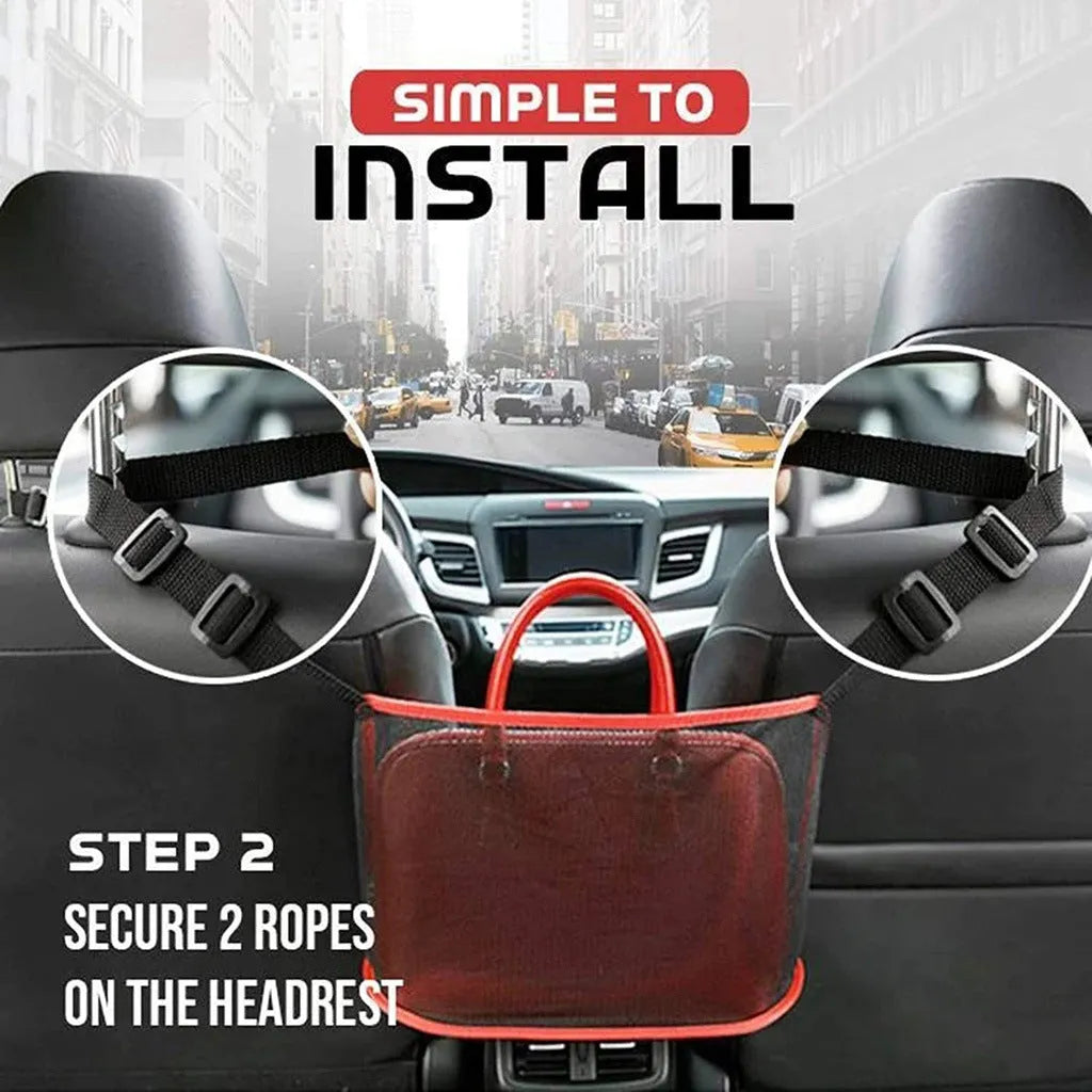 Car storage net pocket bag Oxford cloth and mesh 40x12x26cm for front seat back organisation