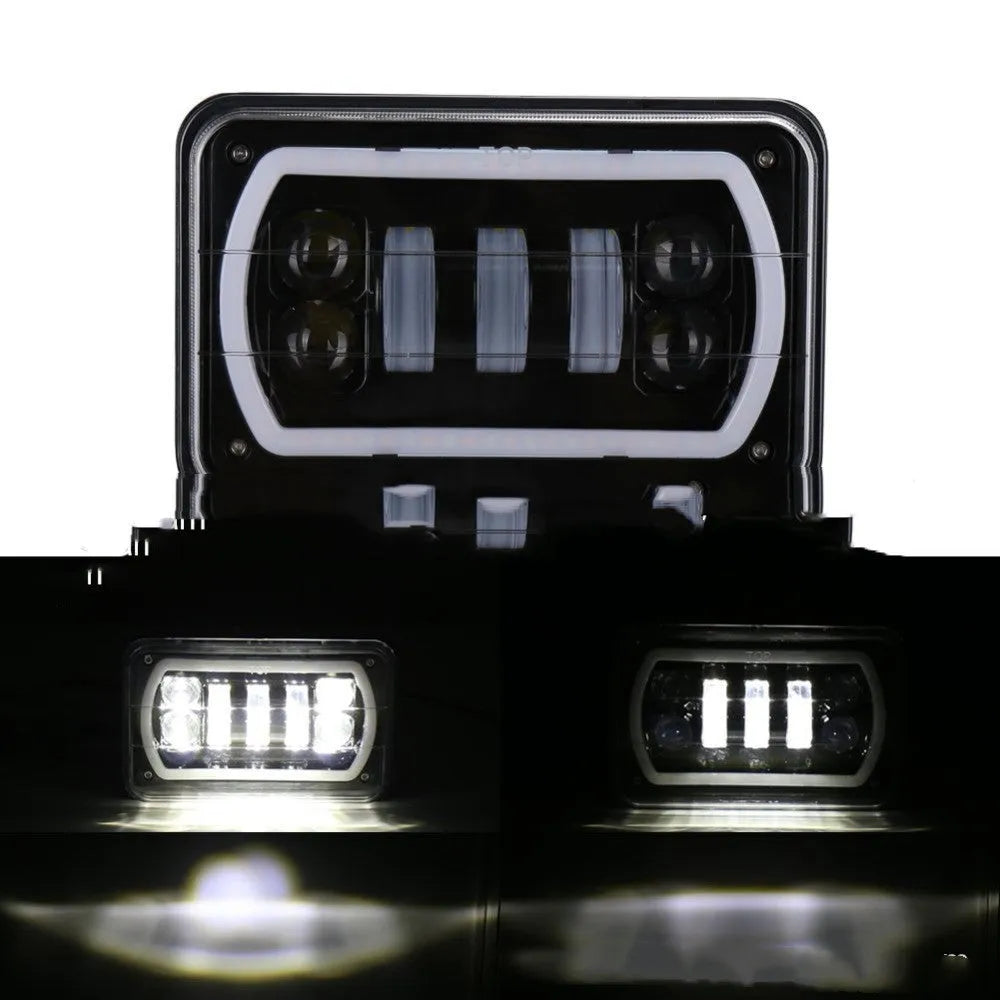 Black die-cast aluminium LED off-road headlight with high and low beam for jeep truck