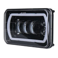 Black die-cast aluminium LED off-road headlight with high and low beam for jeep truck