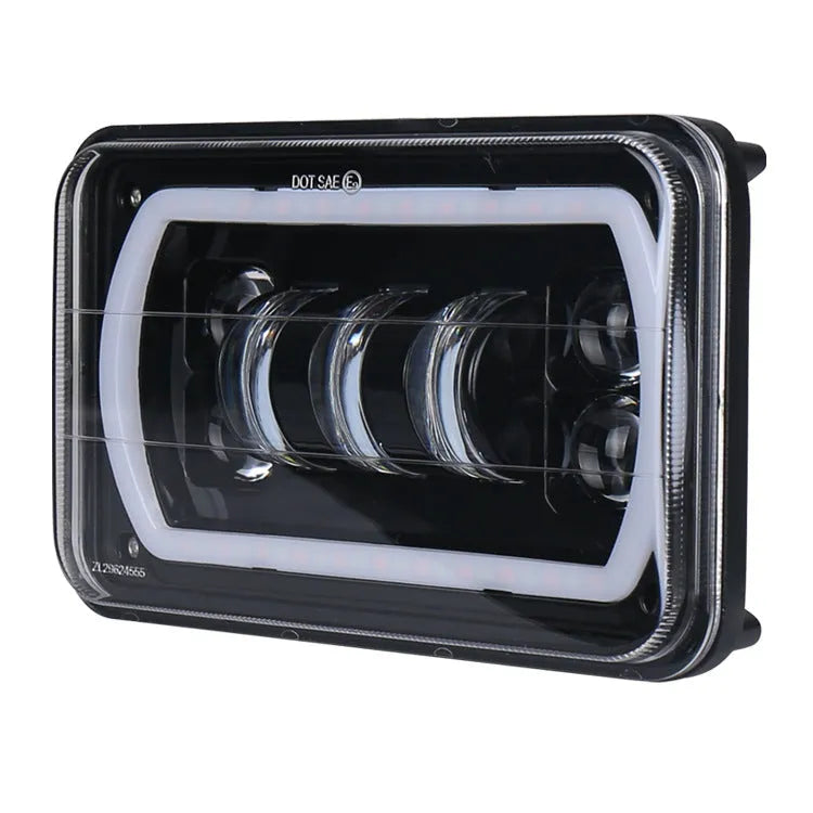 Black die-cast aluminium LED off-road headlight with high and low beam for jeep truck