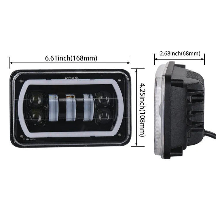 Black die-cast aluminium LED off-road headlight with high and low beam for jeep truck