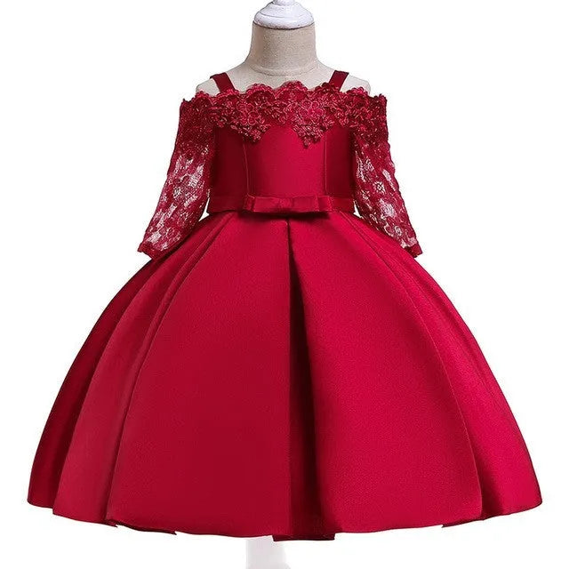 Girls dress with lace trim in polyester fabric available in multiple colours and sizes 3T to 10T