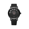 Men's waterproof quartz watch with turntable dial design and metal strap