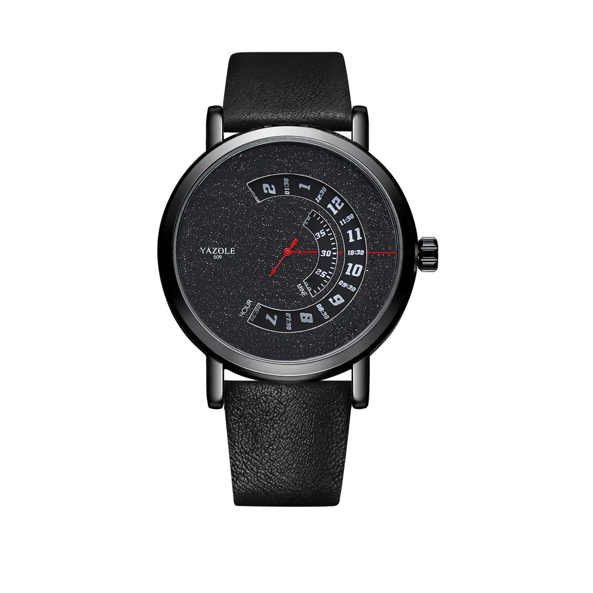 Men's quartz watch with turntable bezel, metal case, mineral glass mirror, 4.1cm dial, 30M waterproof, pin buckle strap