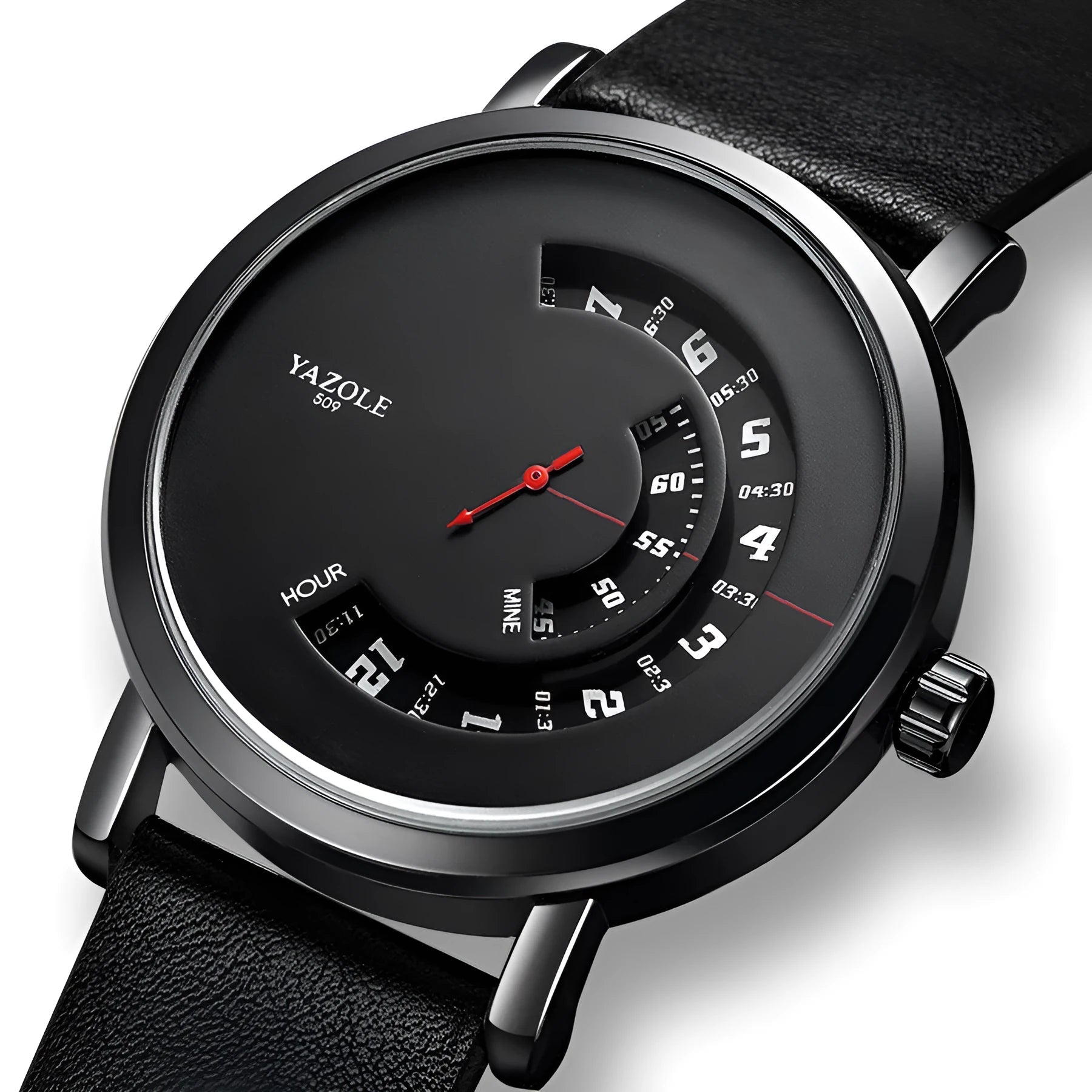Men's waterproof quartz watch with turntable dial design and metal strap
