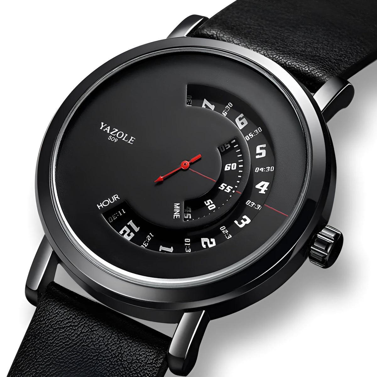 Men's quartz watch with turntable bezel, metal case, mineral glass mirror, 4.1cm dial, 30M waterproof, pin buckle strap