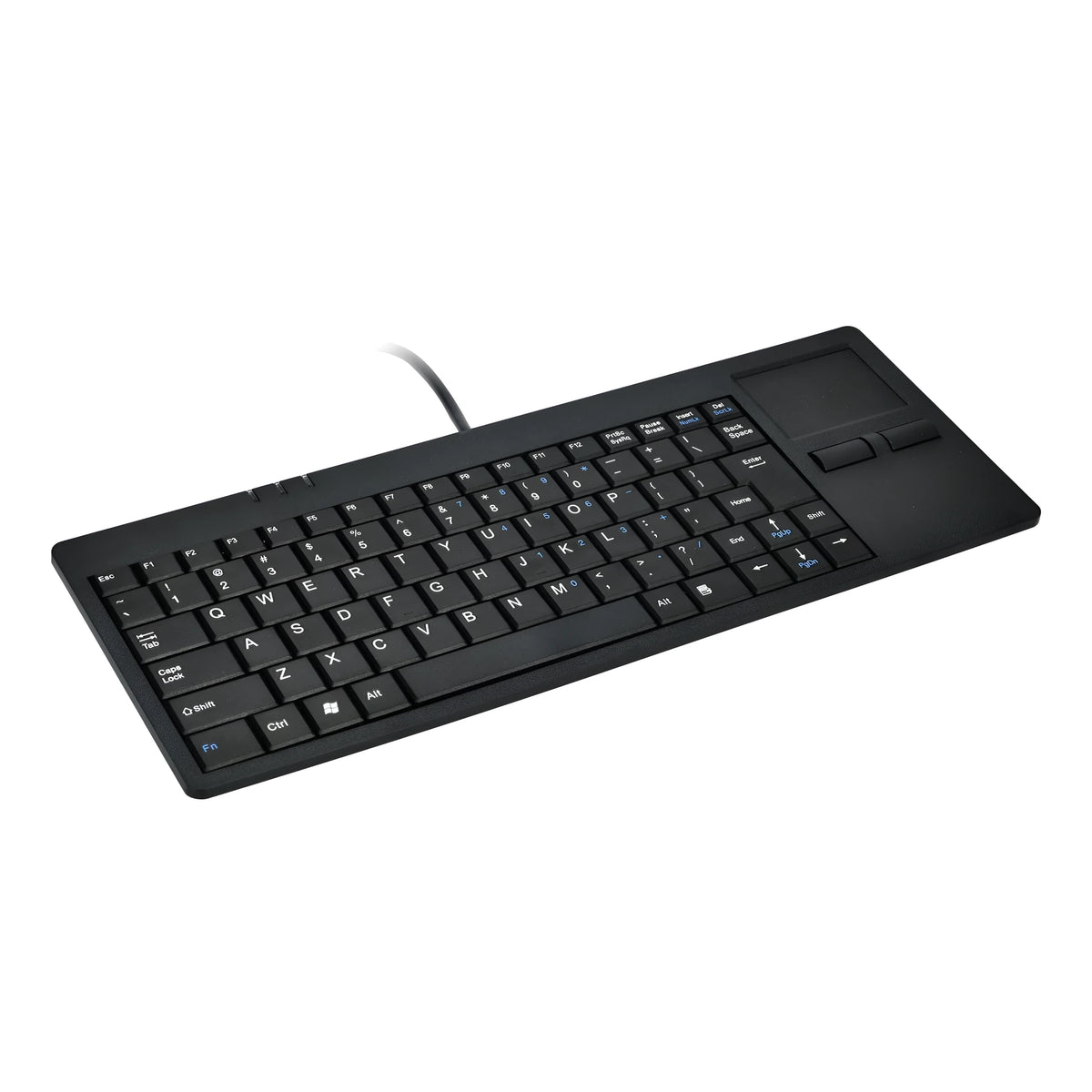 MC-818 ultra-thin wired USB keyboard with built-in touchpad, 82 keys, mute keys, hand rest, and built-in HUB in Black