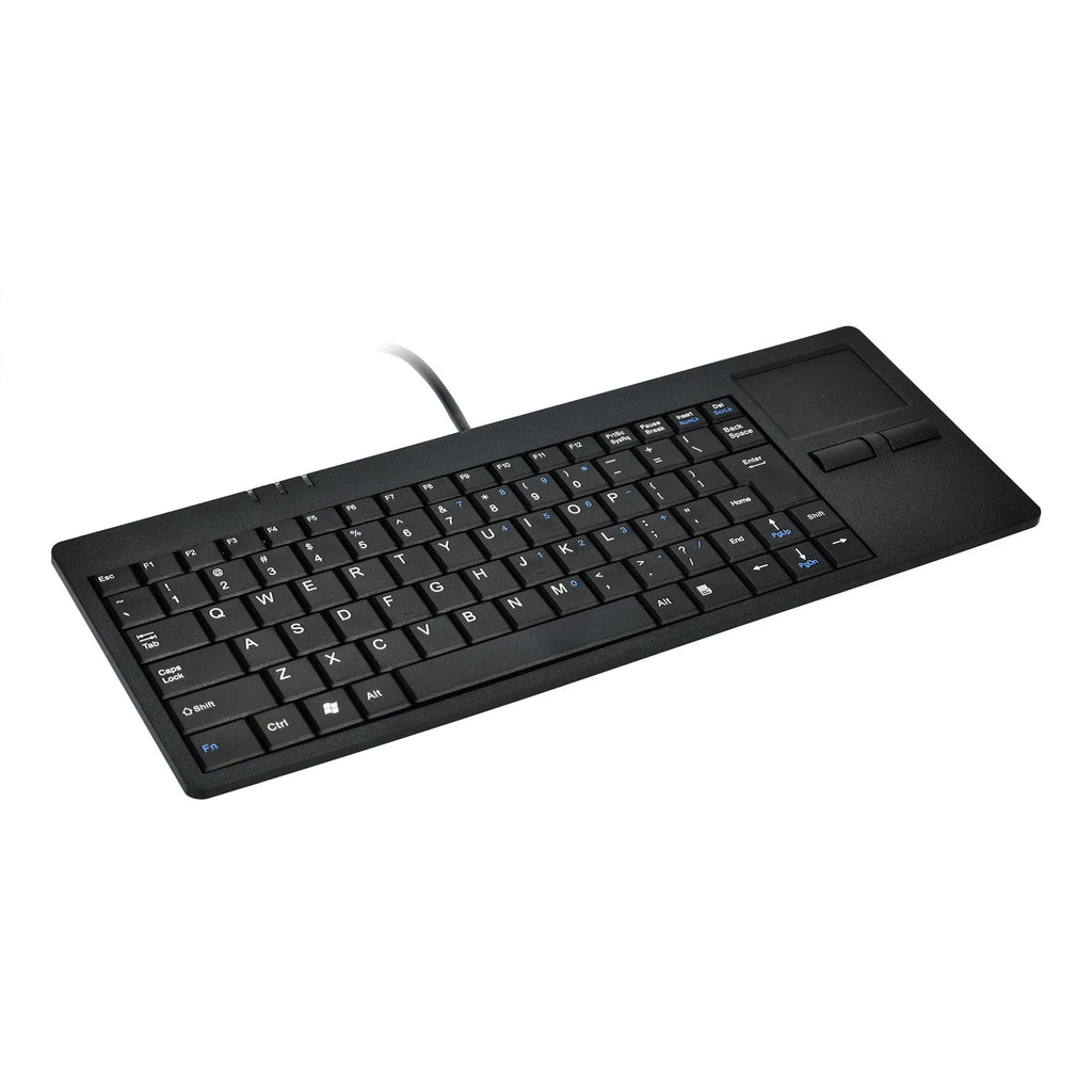 MC-818 ultra-thin wired USB keyboard with built-in touchpad, 82 keys, mute keys, hand rest, and built-in HUB in Black