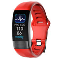 Smart health bracelet with ECG and body temperature monitoring on wrist in black colour