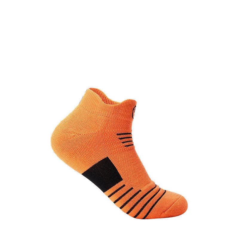 Men's Elite sports socks with thick towel bottom, low cut boat sock style in black
