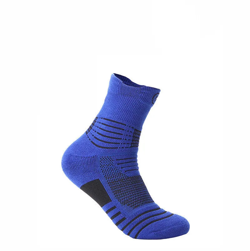 Men's Elite sports socks with thick towel bottom, low cut boat sock style in black