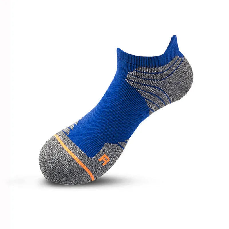 Men's Elite sports socks with thick towel bottom, low cut boat sock style in black