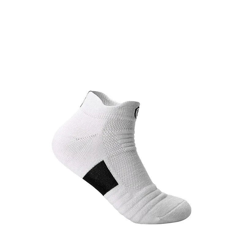 Men's Elite sports socks with thick towel bottom, low cut boat sock style in black