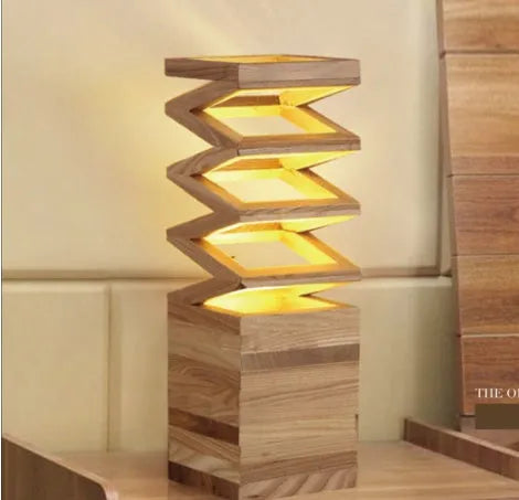 Creative solid wood table lamp with large 120X120 lampshade and 12CM base in US style