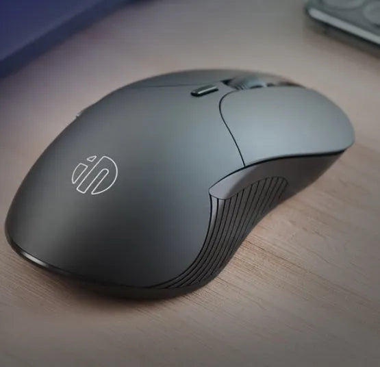 Black wireless voice mouse with six buttons, 123 × 35 × 65.5mm, adjustable DPI and 10M range