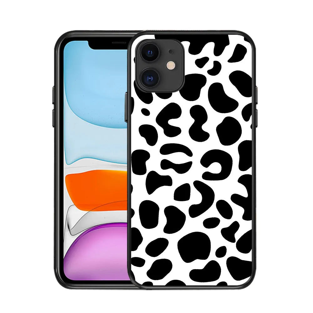 iPhone compatible phone case with milk pattern, TPU back cover, painted finish, multiple colour and model options