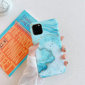 Frosty marble silicone phone case for iPhone with geometric pattern in jade green colour