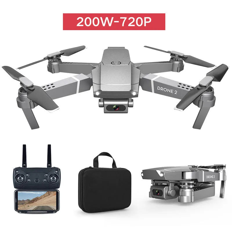 E68 quadcopter folding drone in red, with plastic body and quadcopter design