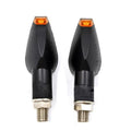14 LED motorcycle turn signal with black engineering plastic shell, smoked lens, 12V, 10mm thread, amber yellow light