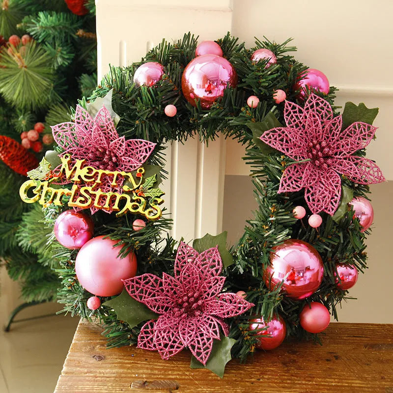 30cm plastic Christmas wreath in multicolour options for door or garden display