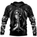 Halloween anime graphic hooded sweatshirt with a raised 3D skull design on the front.