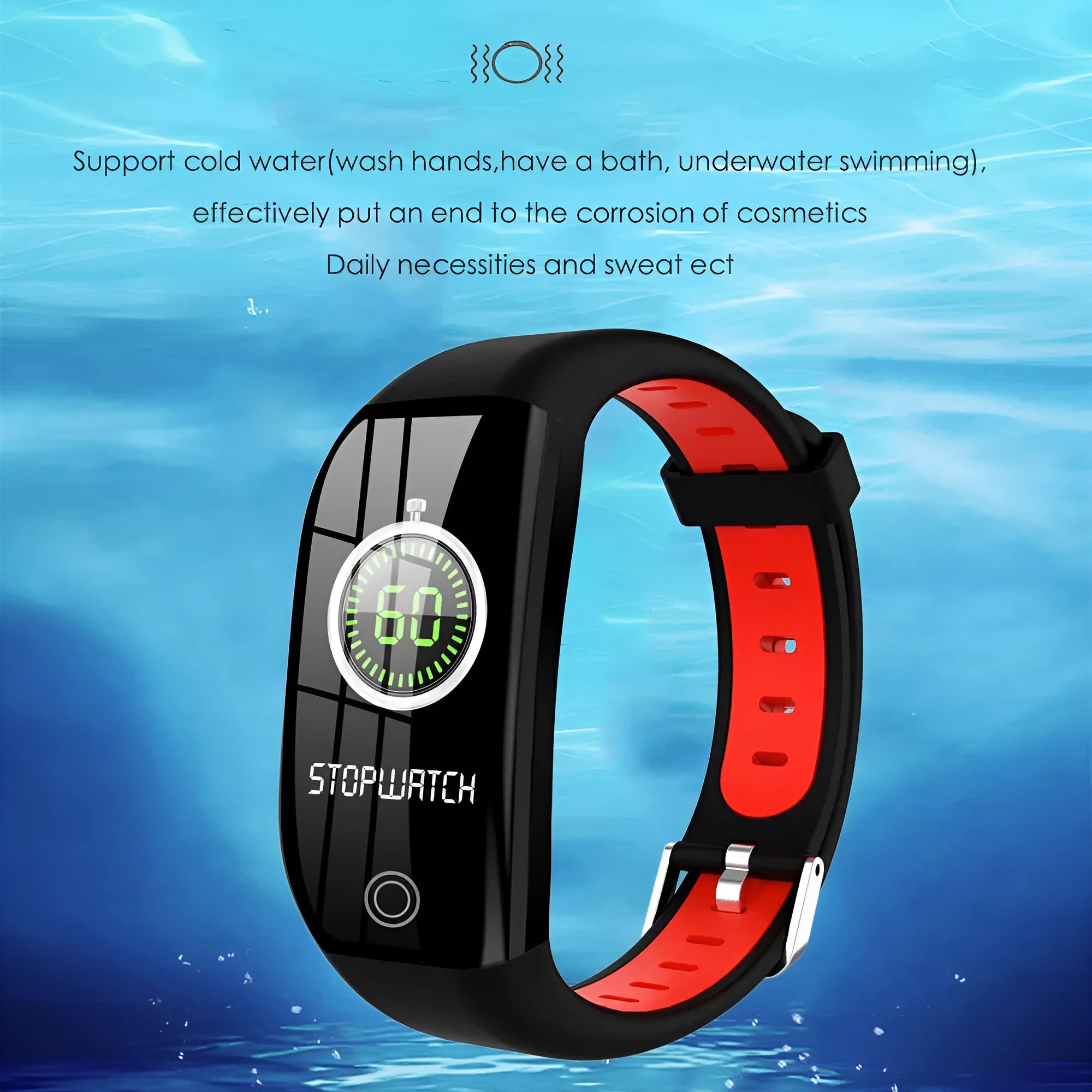 Color screen F21 smart bracelet with heart rate and sleep monitoring, black and gray colour