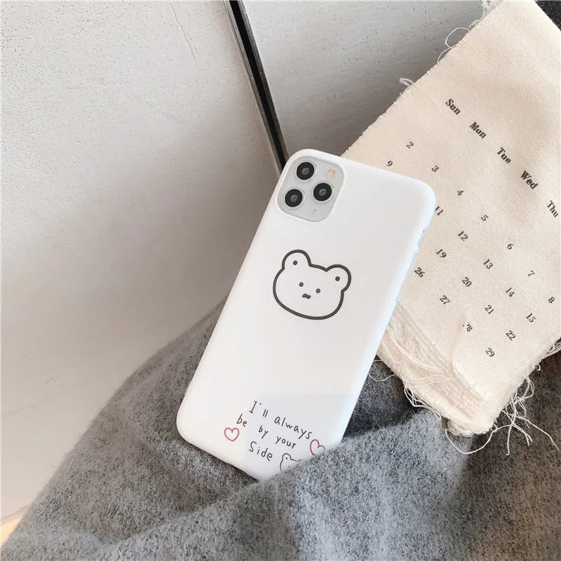Silicone mobile phone case with a cartoon bear design for Apple iPhone models