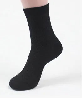 Men's bamboo fibre business socks in five neutral colours showing small square pattern