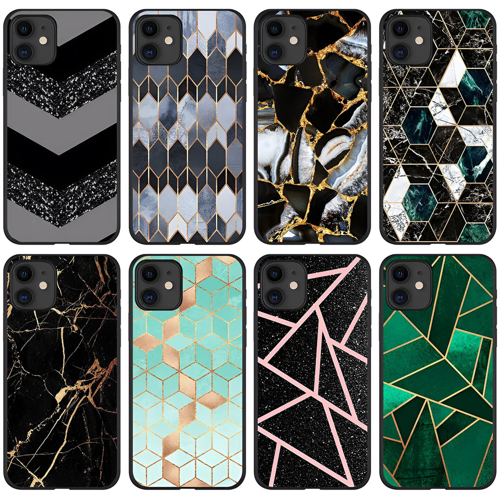 Marble pattern back cover case for iPhone models 5 through 11 Pro Max.
