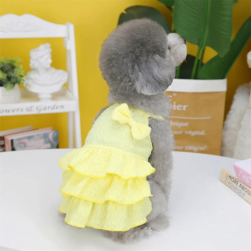 Princess dog dress with candy layered skirt design for small breeds in three colour options