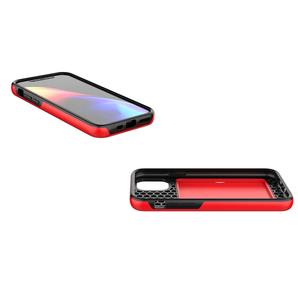Simple solid-colour iPhone 11 case in black, red, pink, blue, dark blue, and purple options.