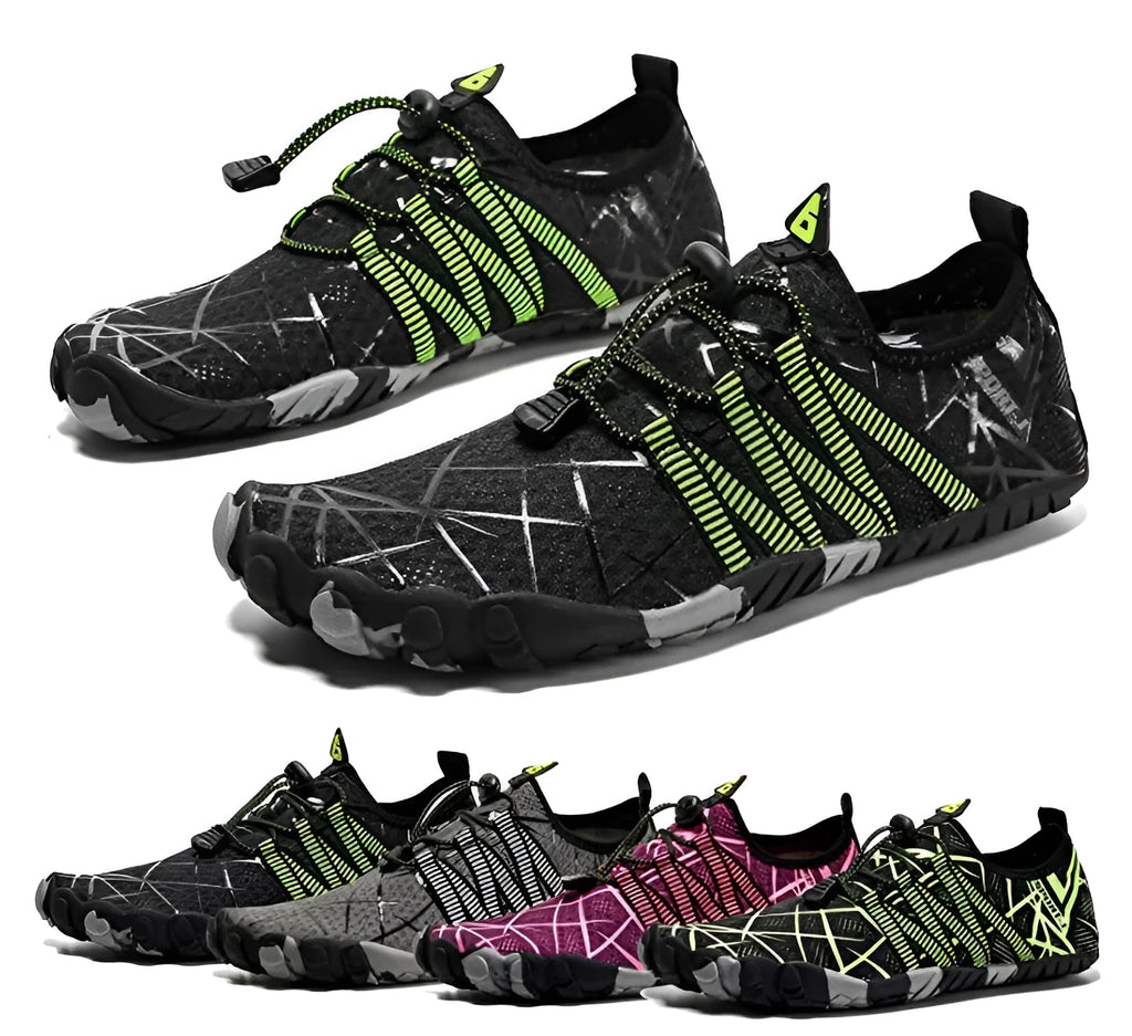 Non-slip wading shoes Lycra elastic fabric upper low-top slip-on in black for outdoor river and beach use