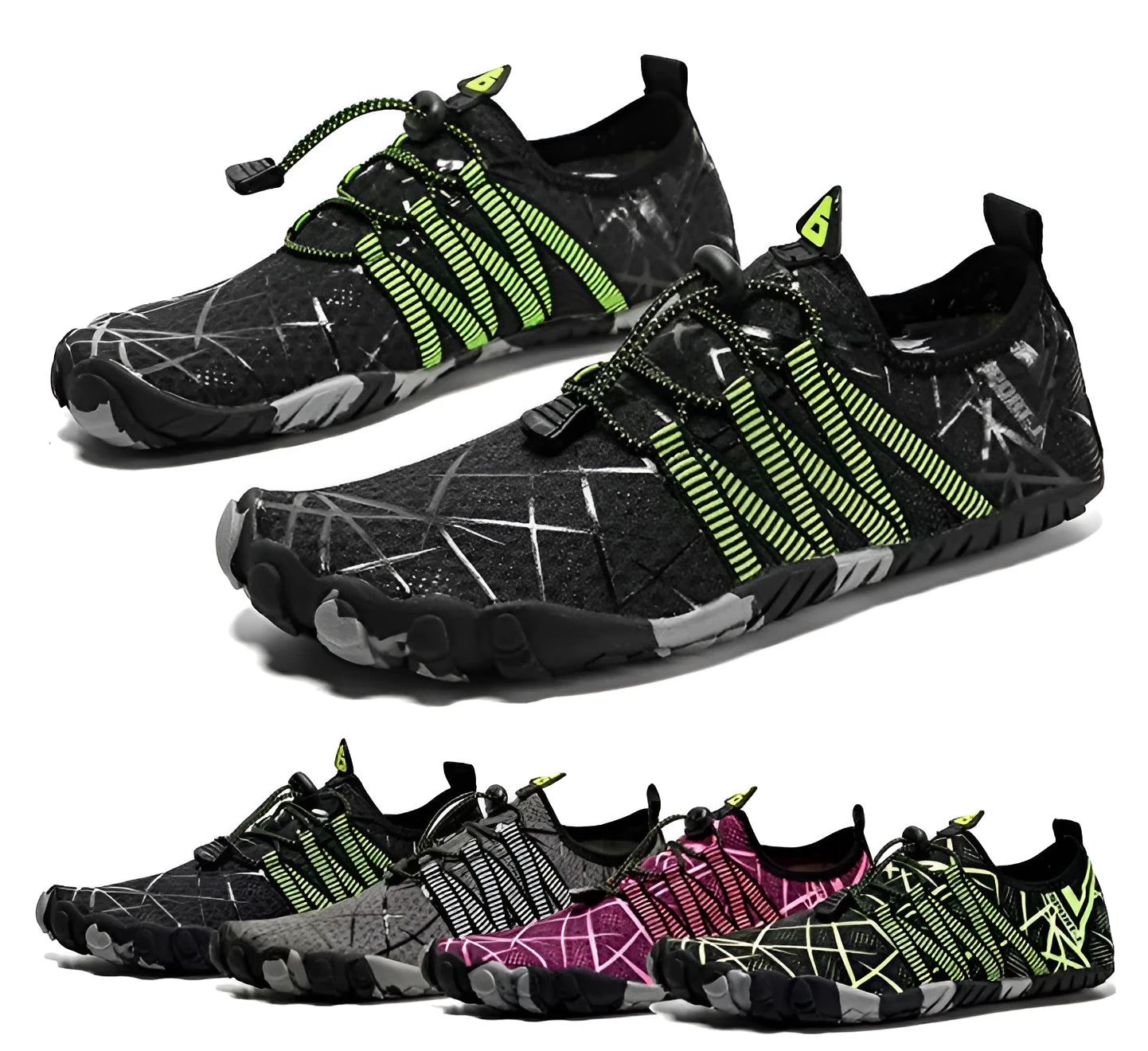 Non-slip wading shoes Lycra elastic fabric upper low-top slip-on in black for outdoor river and beach use
