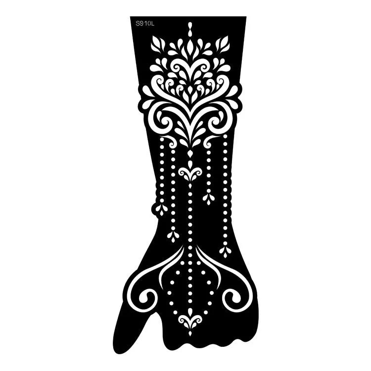 Geometric hollow template tattoo stickers showing intricate paper carving designs for stencilling
