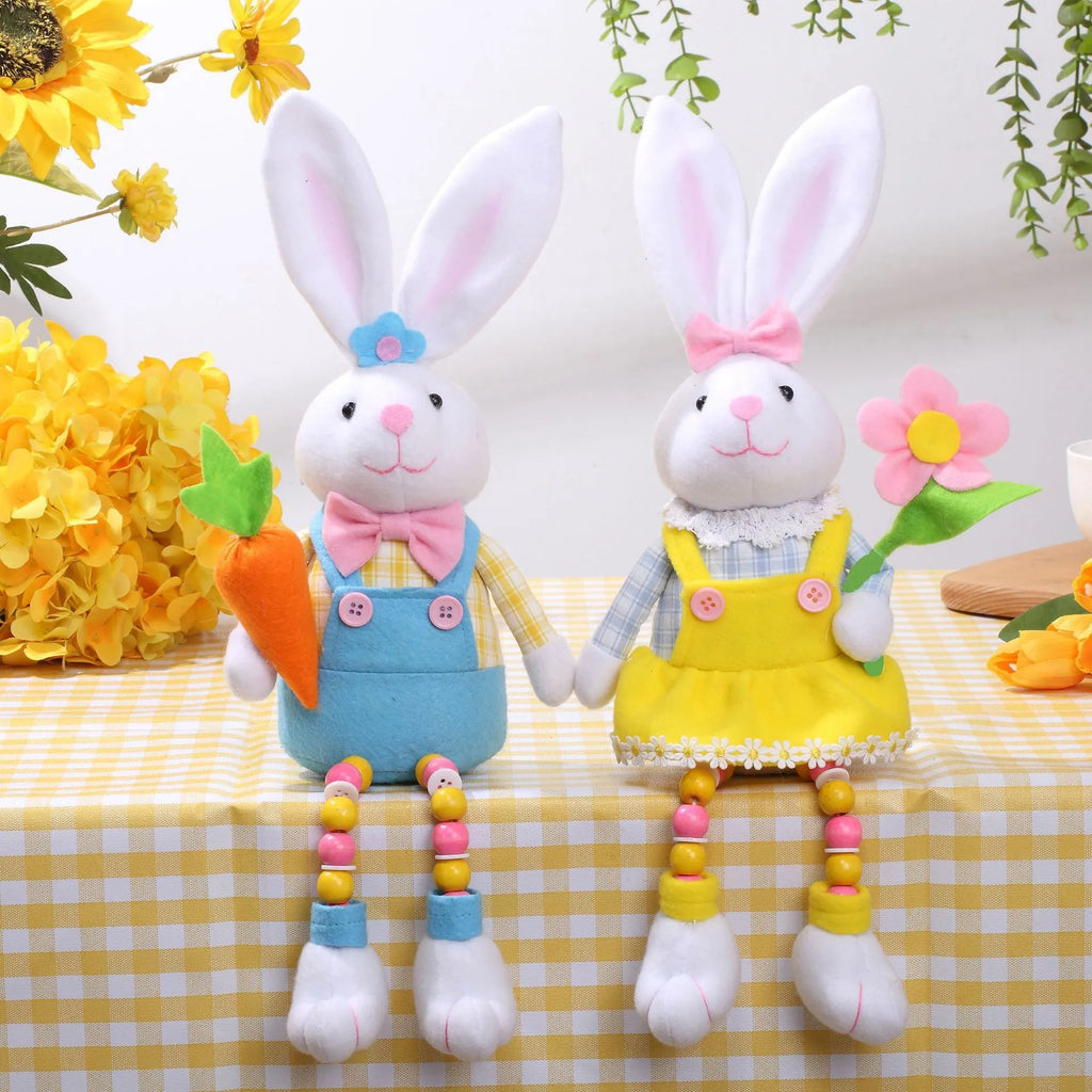 Easter bunny pastoral doll ornament in non-woven fabric in radish colour style for spring decoration