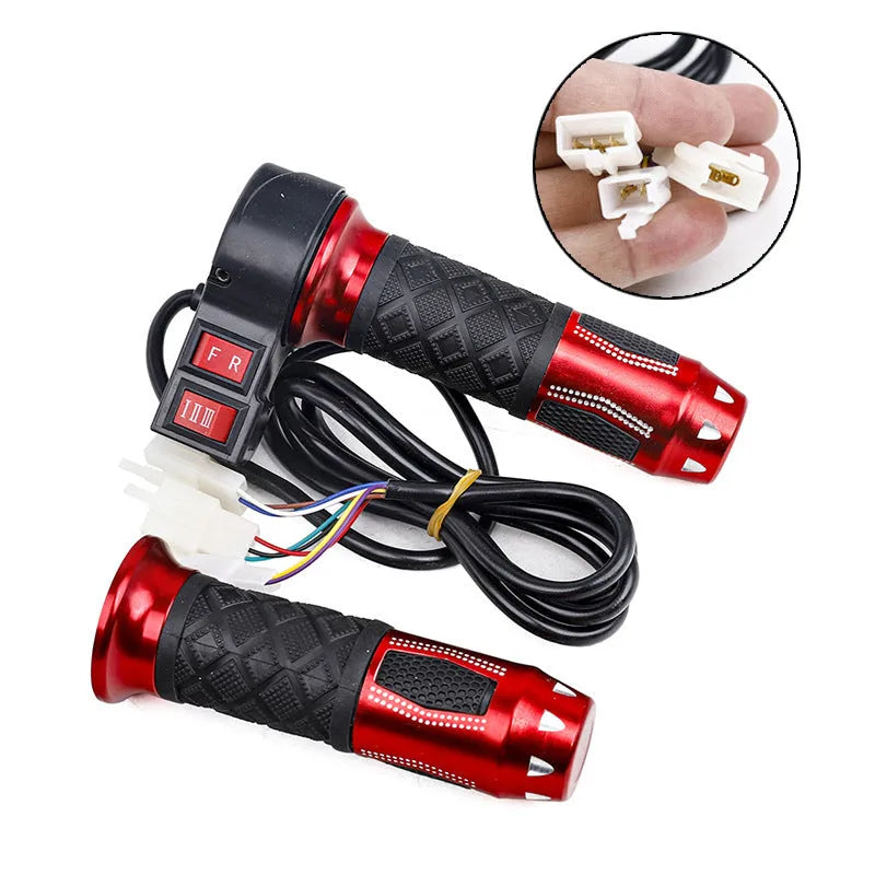 Electric go-kart refuelling throttle handle with three-speed rotation and optional horn speaker in various colour options