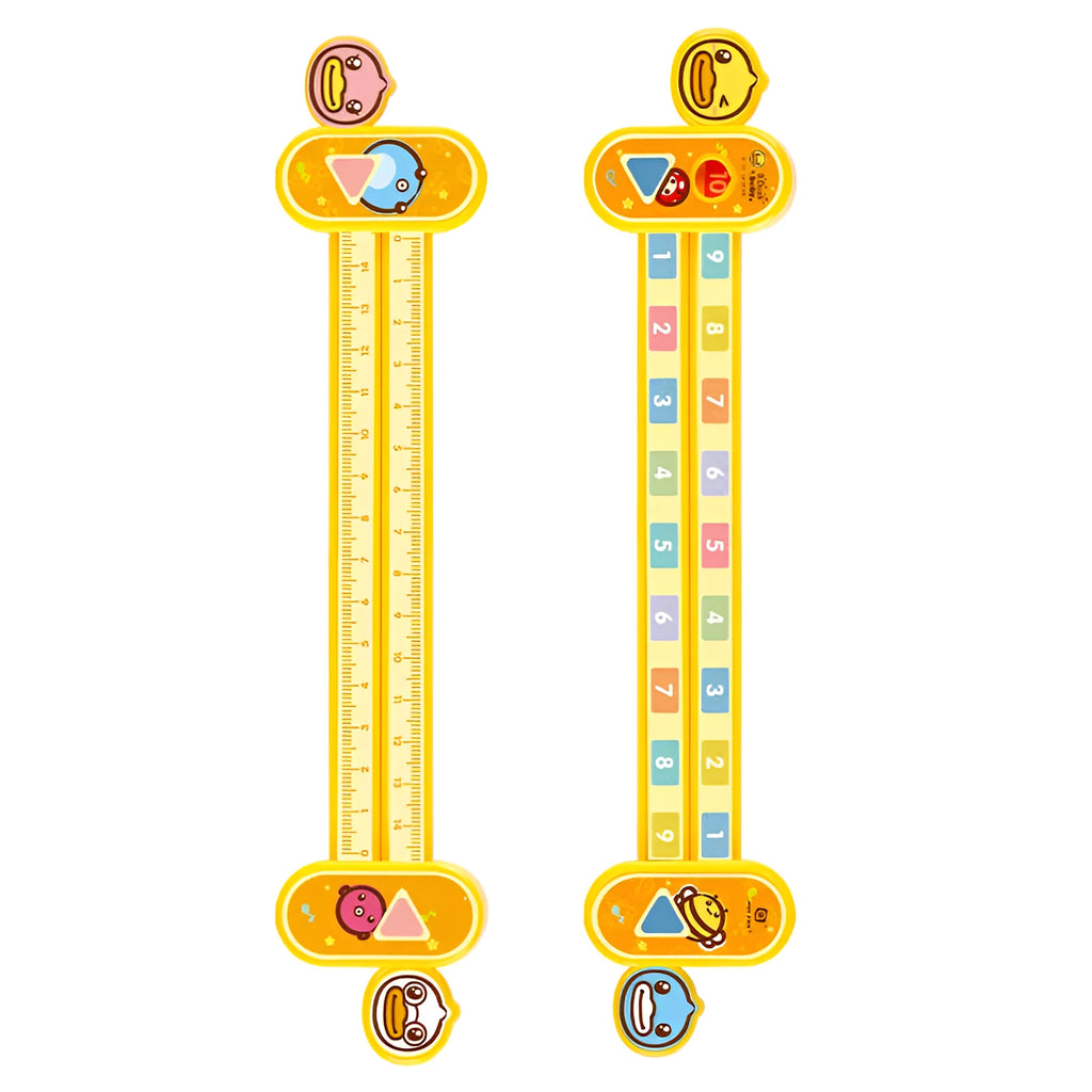 Yellow plastic children's digital decomposition ruler measuring 24.5cm for educational maths use