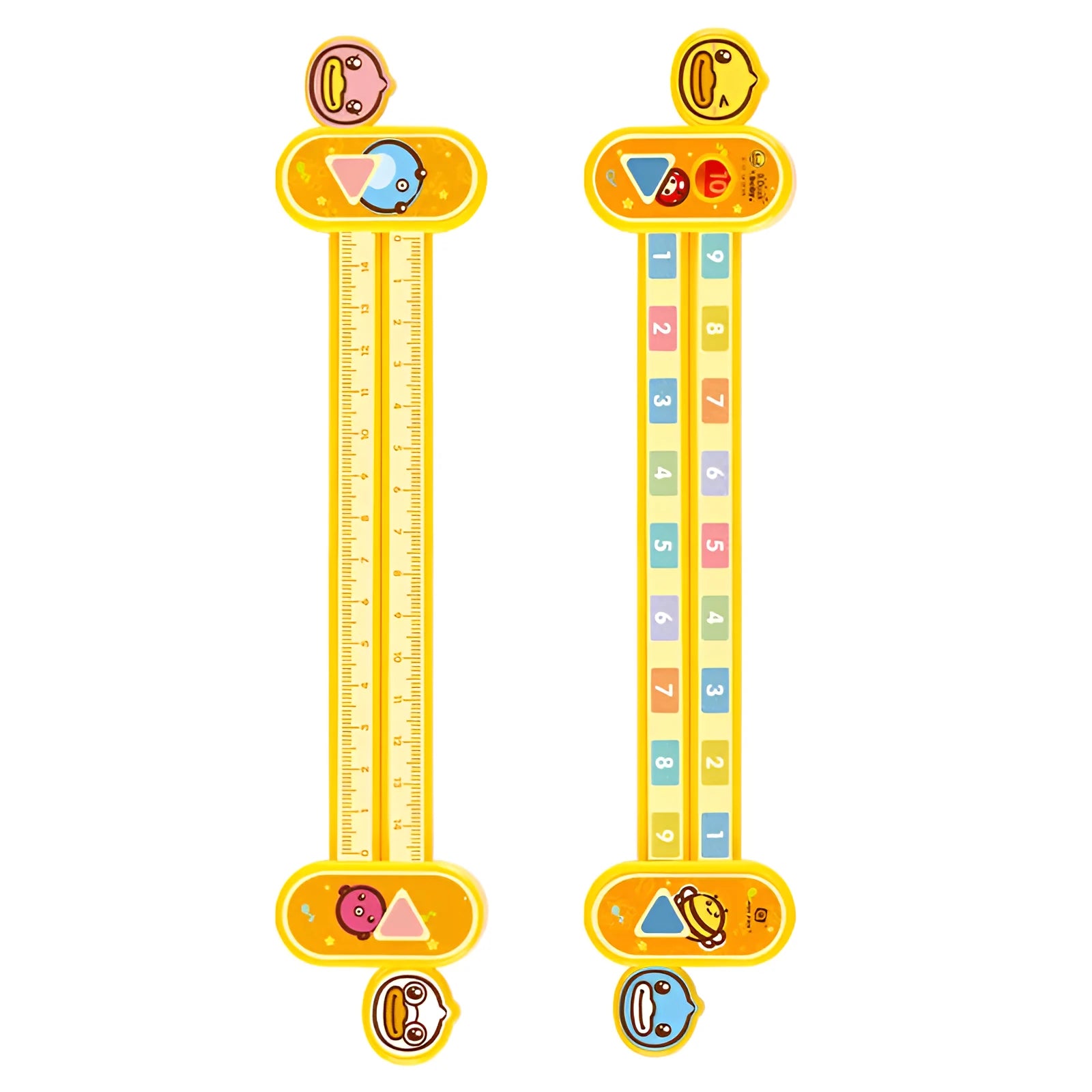 Yellow plastic children's digital decomposition ruler measuring 24.5cm for educational maths use