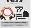 Rally resistance band set with latex ropes handles foot rings and door buckle on black storage bag
