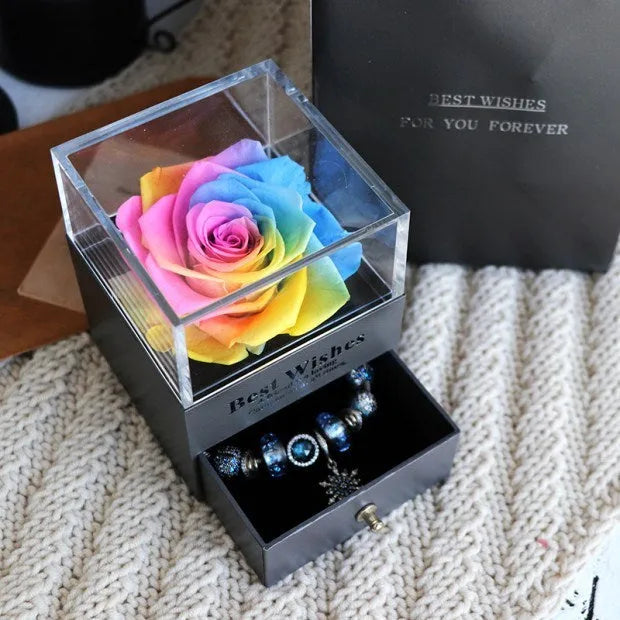 Eternal flower rose jewellery box decorative display gift packaging 8.5 cm
